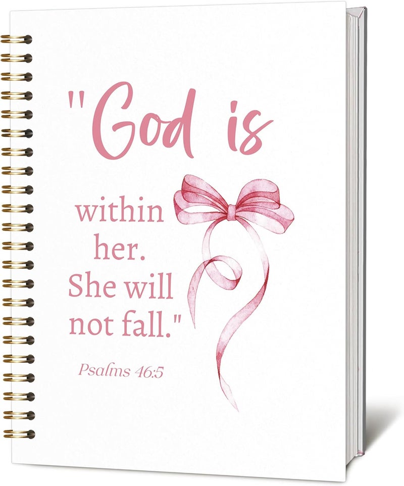 KIDEAR Christian Journal for Women, Prayer Notebook for Bible Study Notes,Cute Pink Bow Faith Journal,Coquette Preppy Christian Gifts for Teen Girls,Church Note Bible Study Supplies - A03 - Image 1